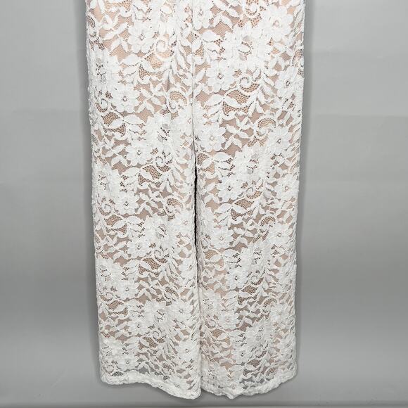 Alexis S Womens Rene Lace Wide Leg Jumpsuit Halter Lined Rose Detail - Picture 8 of 13